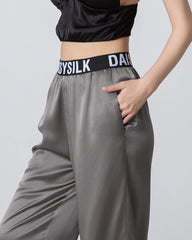 Pantalon en Soie à Taille Élastique et Chevilles Serrées pour Femmes