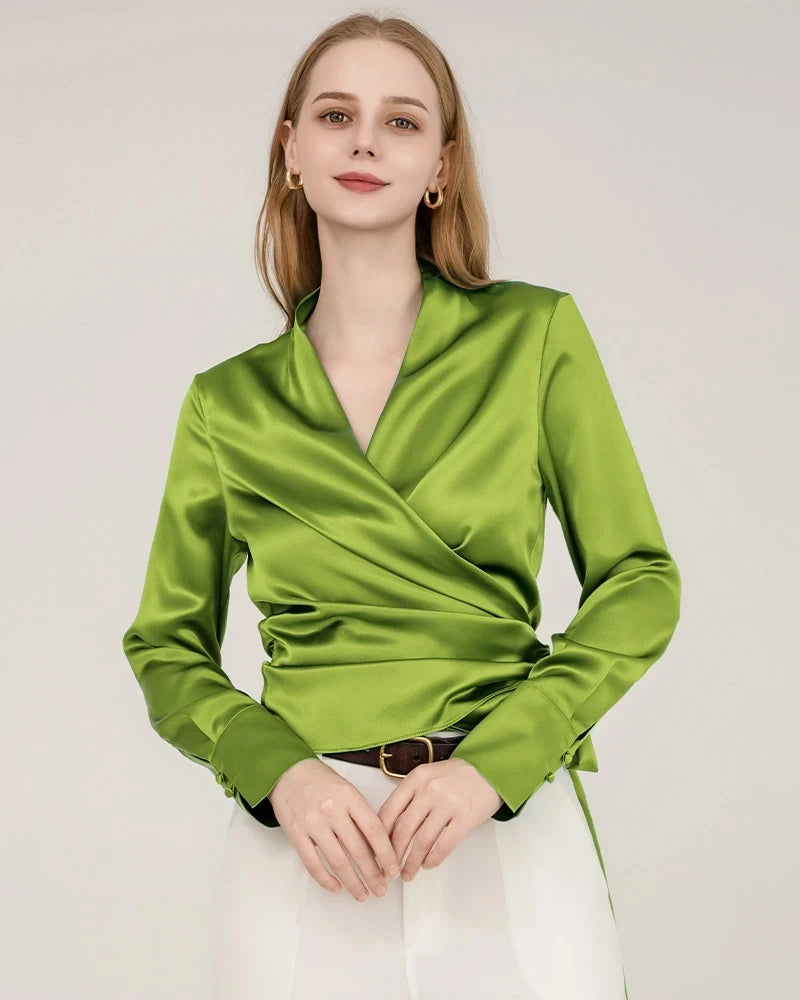 Blouse en Soie Élégante et Ajustée Pour Femmes