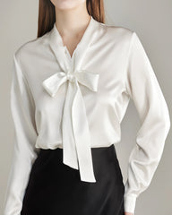 Blouse Élégante en Soie avec Nœud