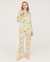 Ensemble de Pyjama en Soie à Imprimé Floral Élégant