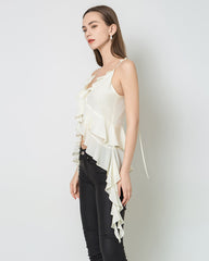 Camisole Slim-Fit Irrégulière de Style Français