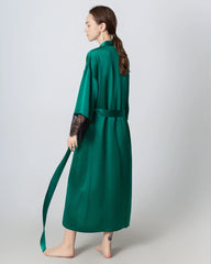 Robe en Soie Longue avec Dentelle pour Femmes