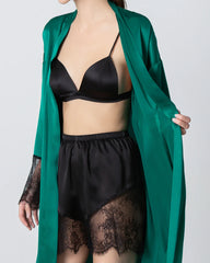 Robe en Soie Longue avec Dentelle pour Femmes