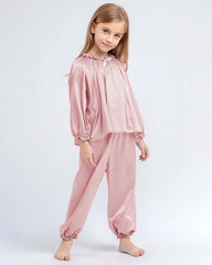 Pyjama en soie pour fille à volants