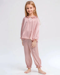 Pyjama en soie pour fille à volants