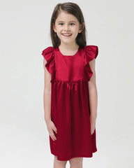Chemise de nuit en soie pour fille avec manches à volants