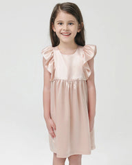 Chemise de nuit en soie pour fille avec manches à volants