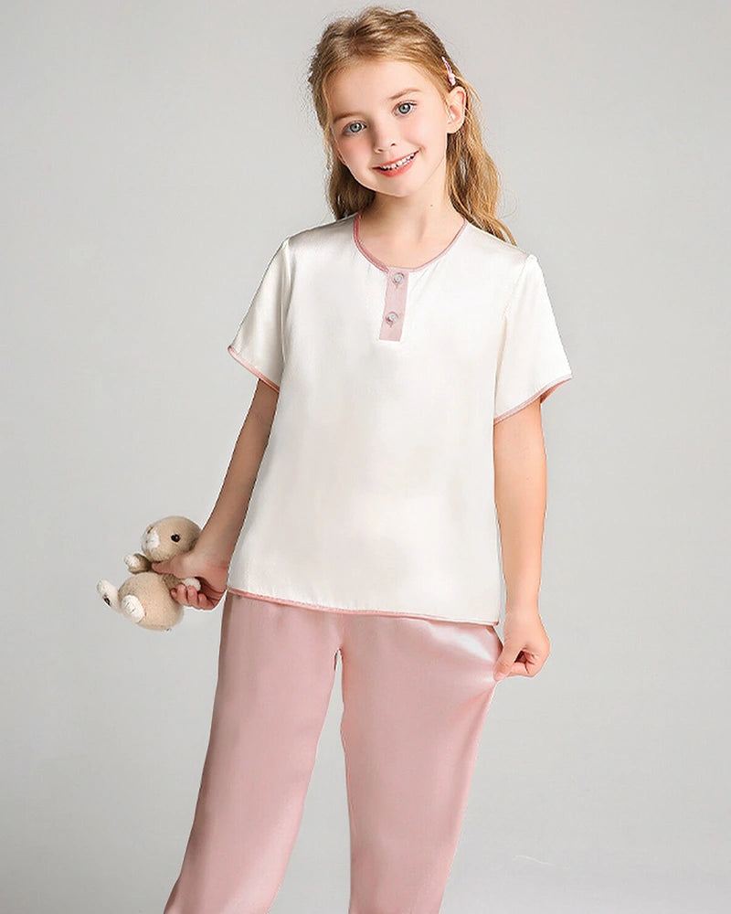 Ensemble pyjama en soie à manches courtes pour fille