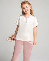 Ensemble pyjama en soie à manches courtes pour fille