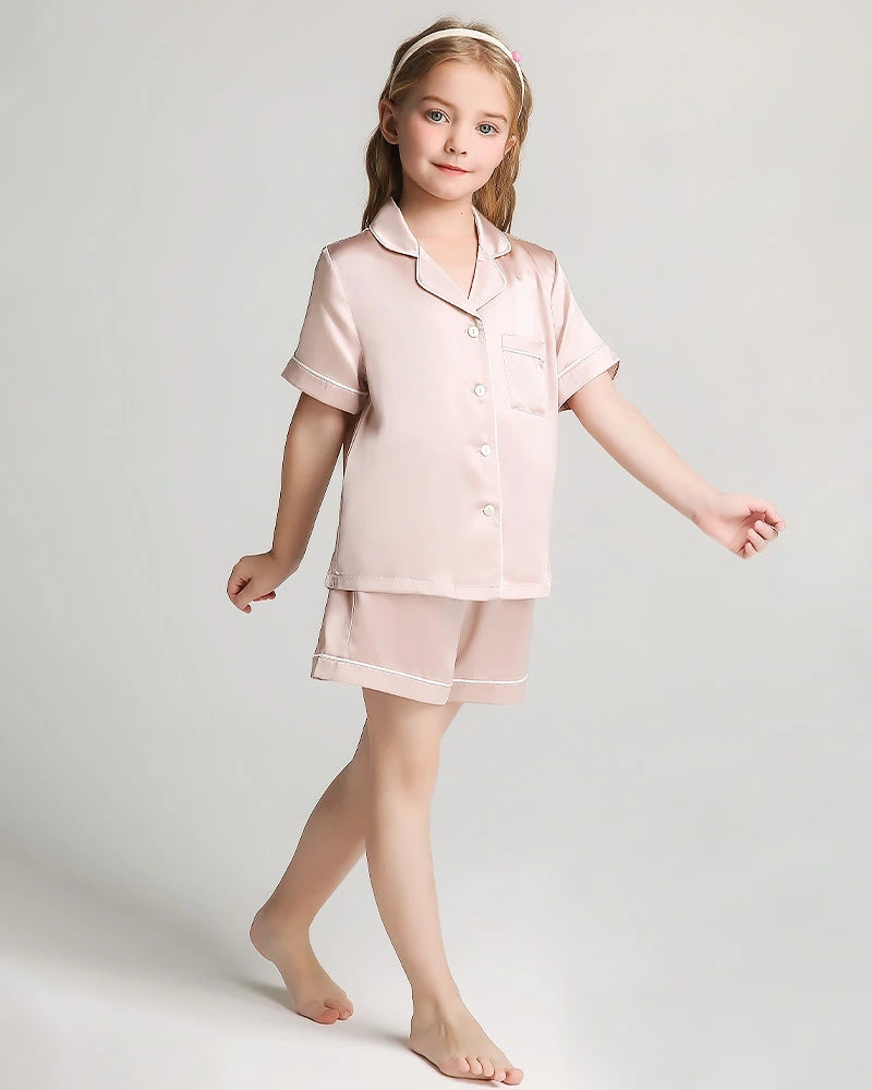 Pyjama en soie pour fille à manches courtes avec short