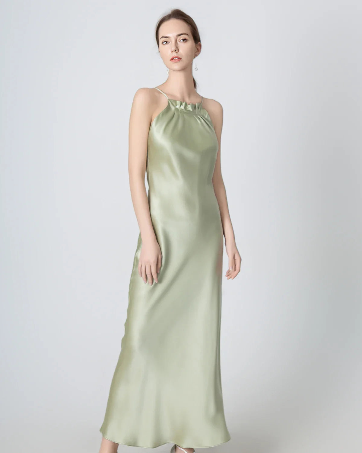 Robe Maxi en Soie à Col Halter