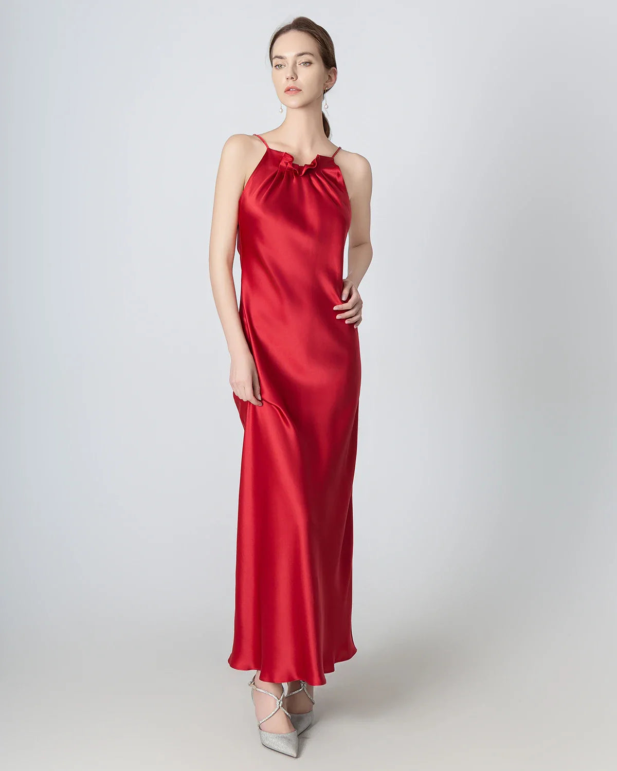 Robe Maxi en Soie à Col Halter