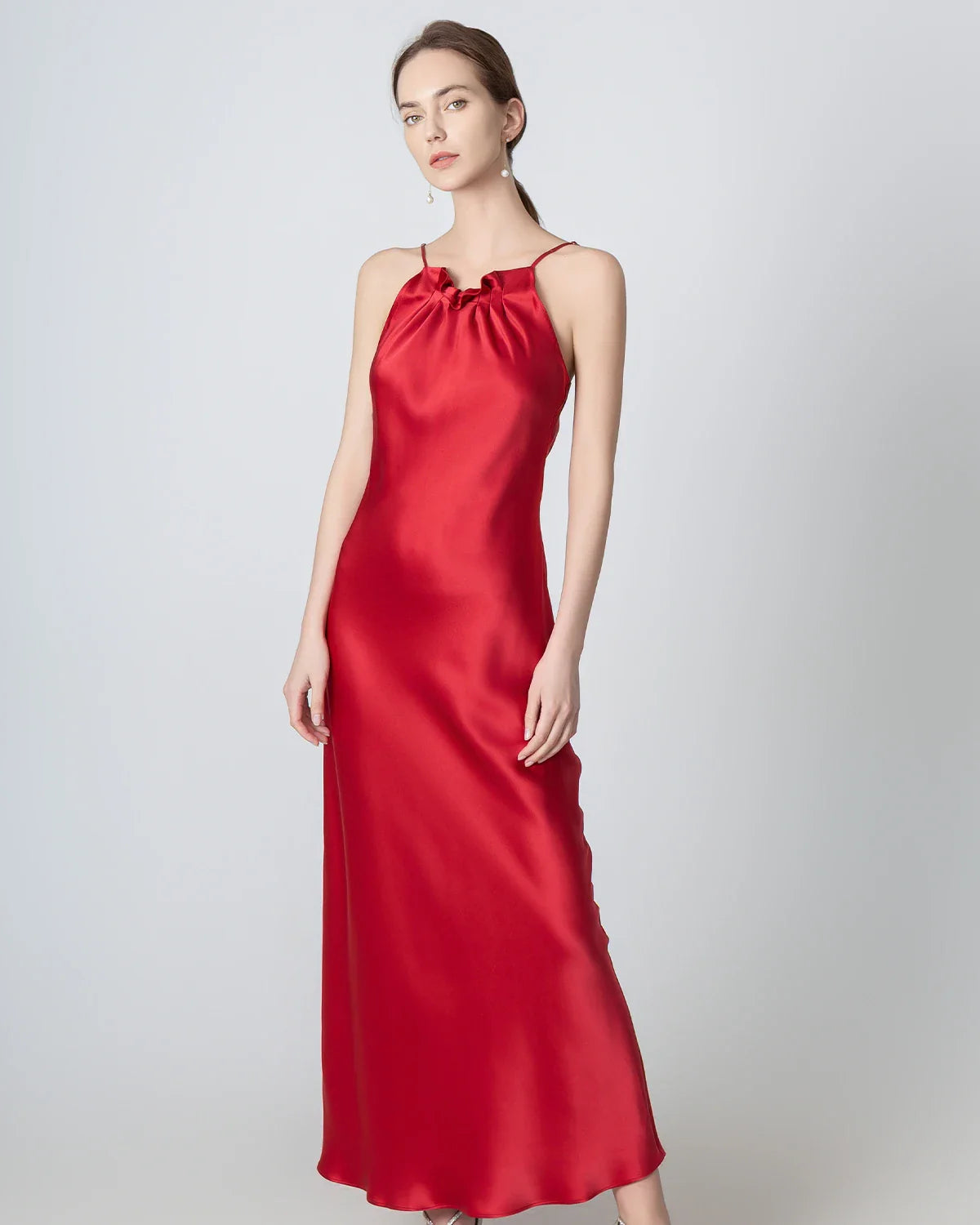 Robe Maxi en Soie à Col Halter