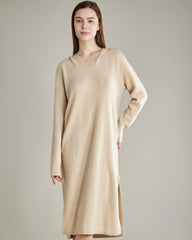Robe Tricotée en Cachemire à Capuche