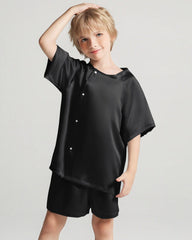 Ensemble pyjama en soie pour enfant à manches courtes et short