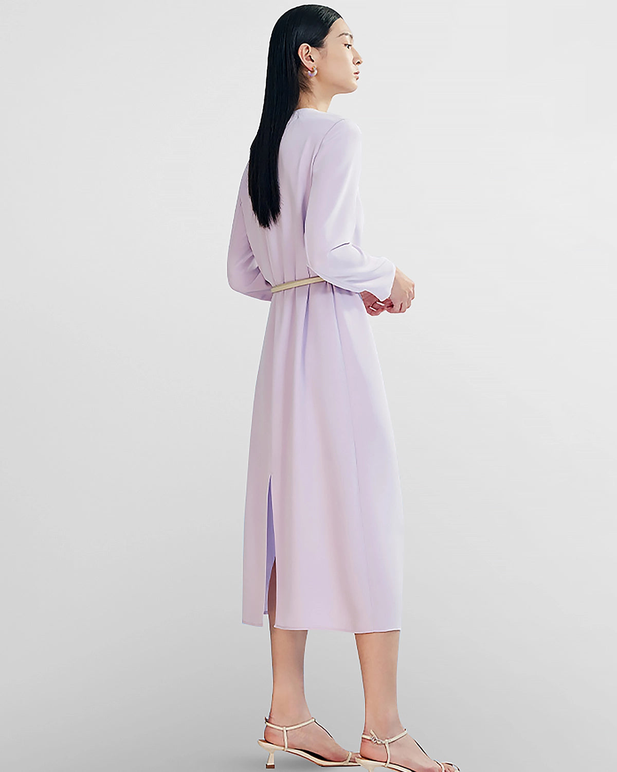Robe en Soie de Base pour Femme avec Fente au Dos
