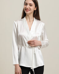 Chemise en Soie à Manches Longues avec Ceinture