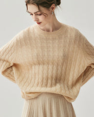 Pull torsadé léger en soie et cachemire