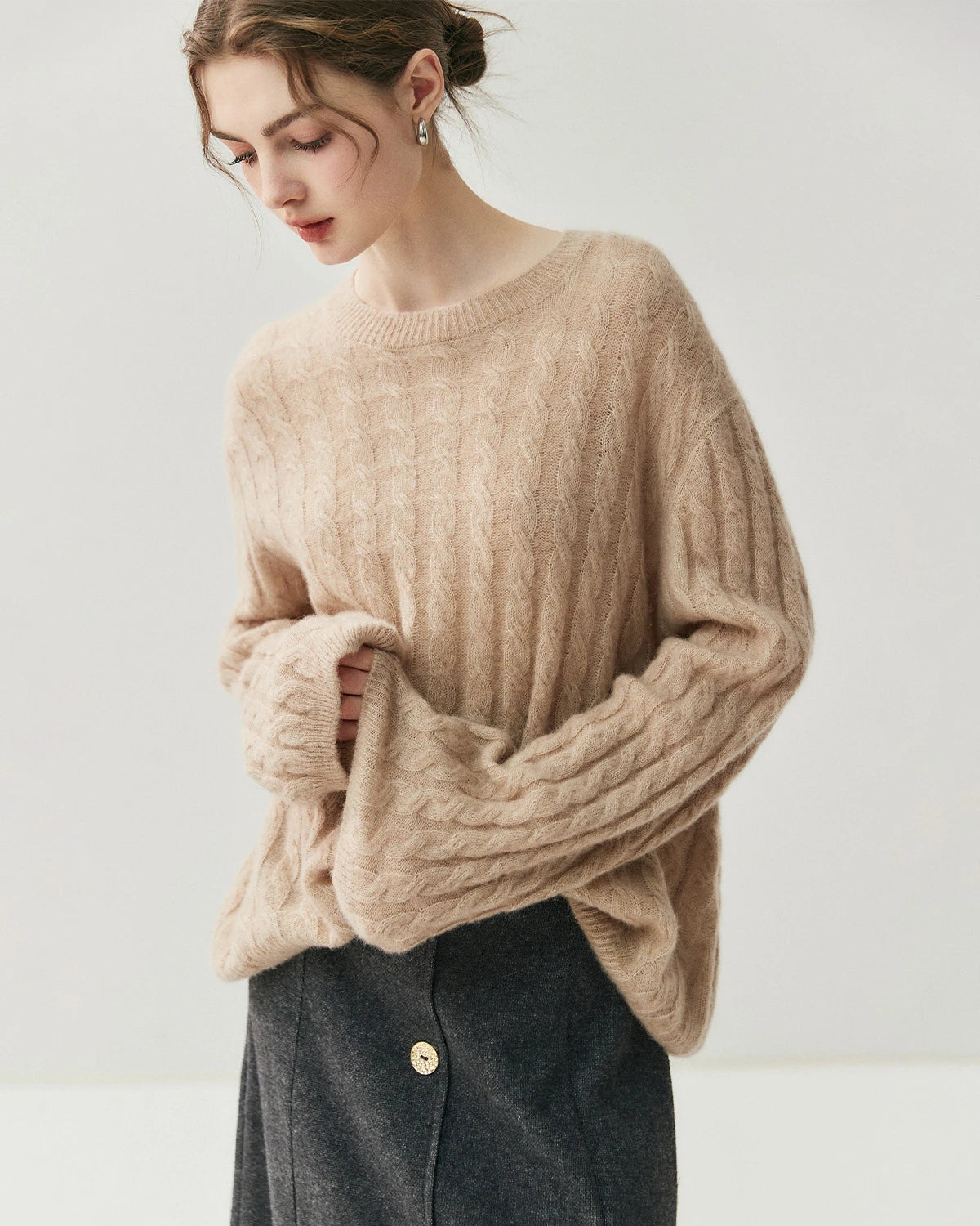 Pull torsadé léger en soie et cachemire