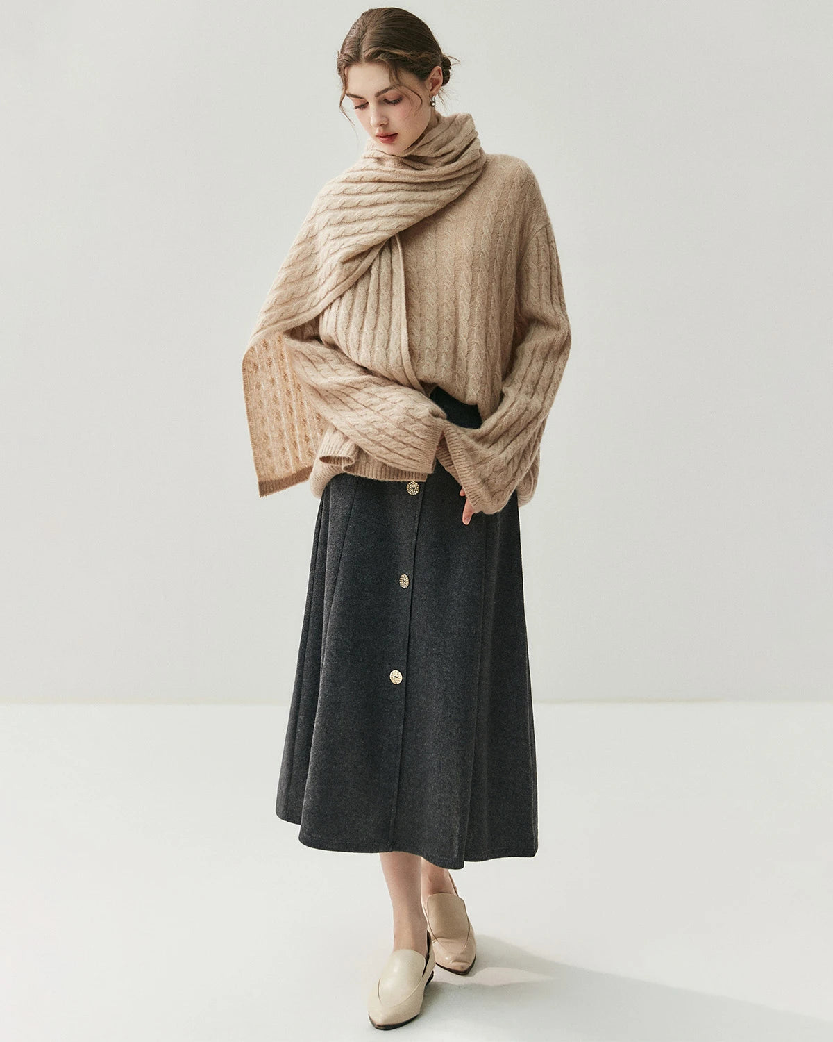 Pull torsadé léger en soie et cachemire