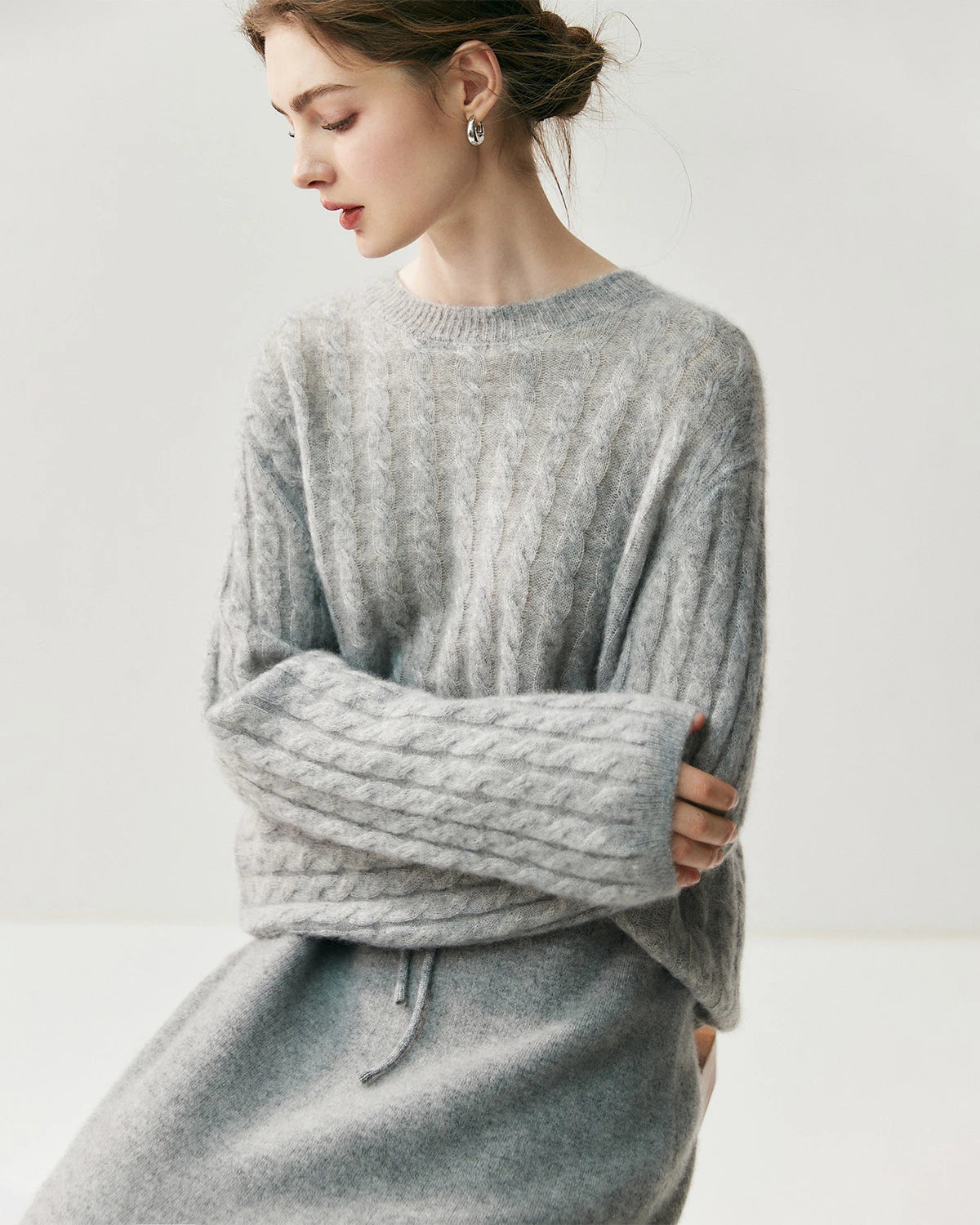 Pull torsadé léger en soie et cachemire