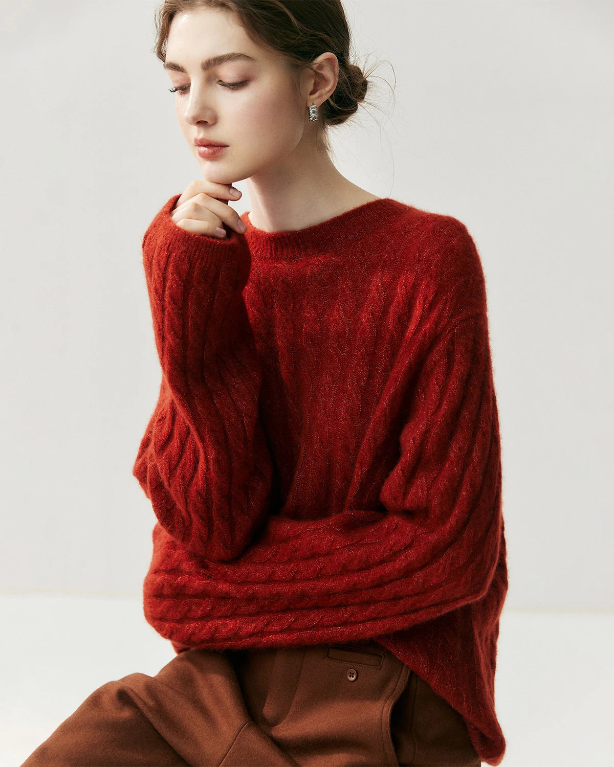 Pull torsadé léger en soie et cachemire
