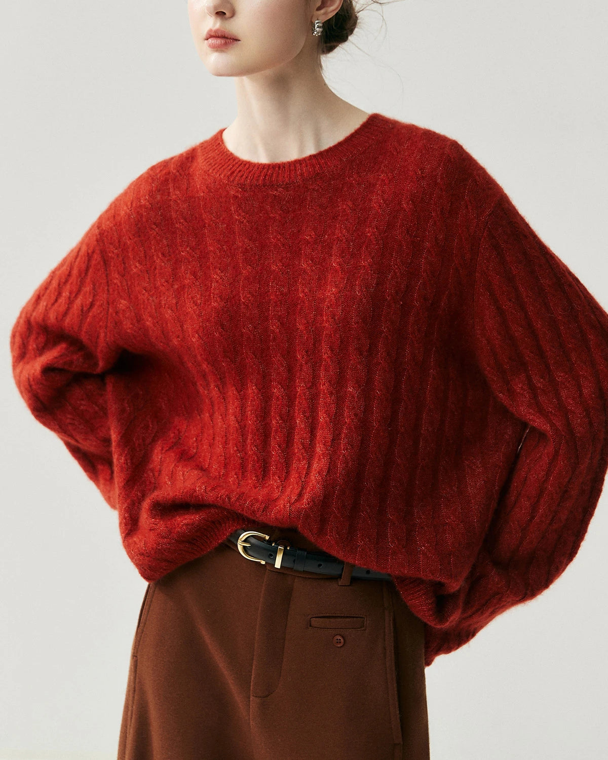 Pull torsadé léger en soie et cachemire
