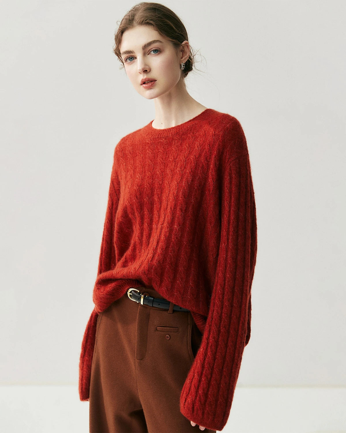Pull torsadé léger en soie et cachemire