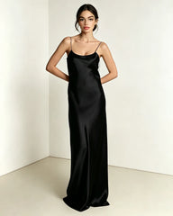 Robe maxi fluide en triacétate avec dos nu