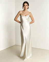 Robe maxi fluide en triacétate avec dos nu