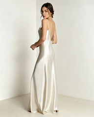 Robe maxi fluide en triacétate avec dos nu