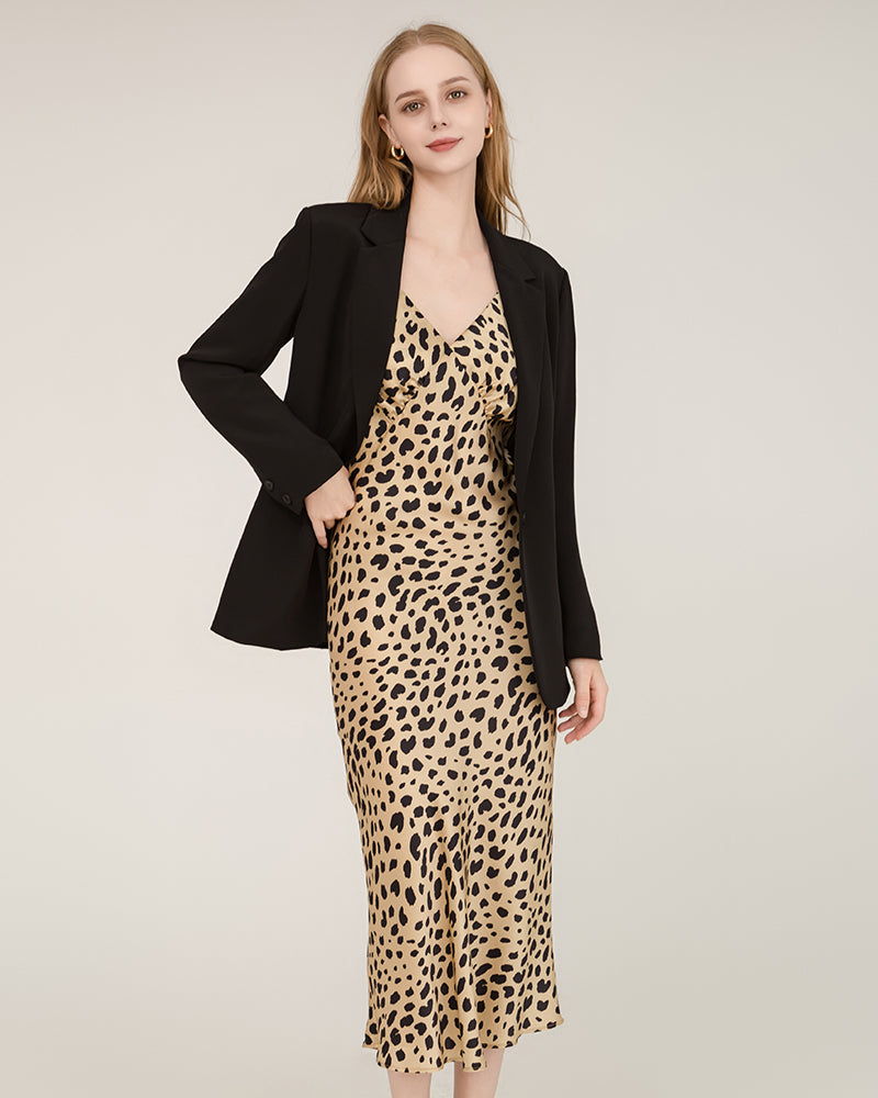 Robe Maxi en Soie Imprimé Léopard