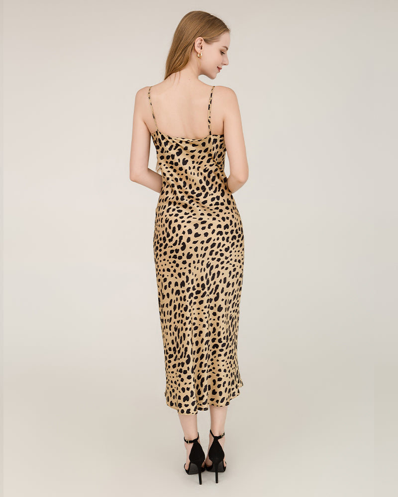 Robe Maxi en Soie Imprimé Léopard