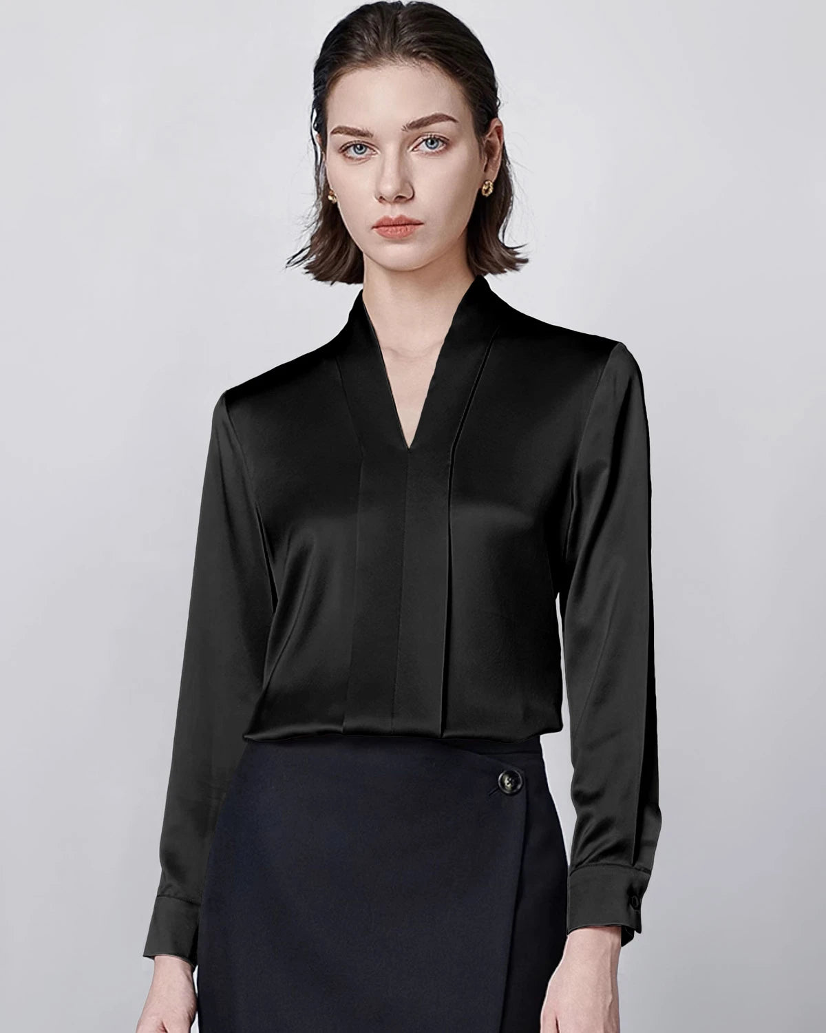 Blouse en soie à manches longues pour femme
