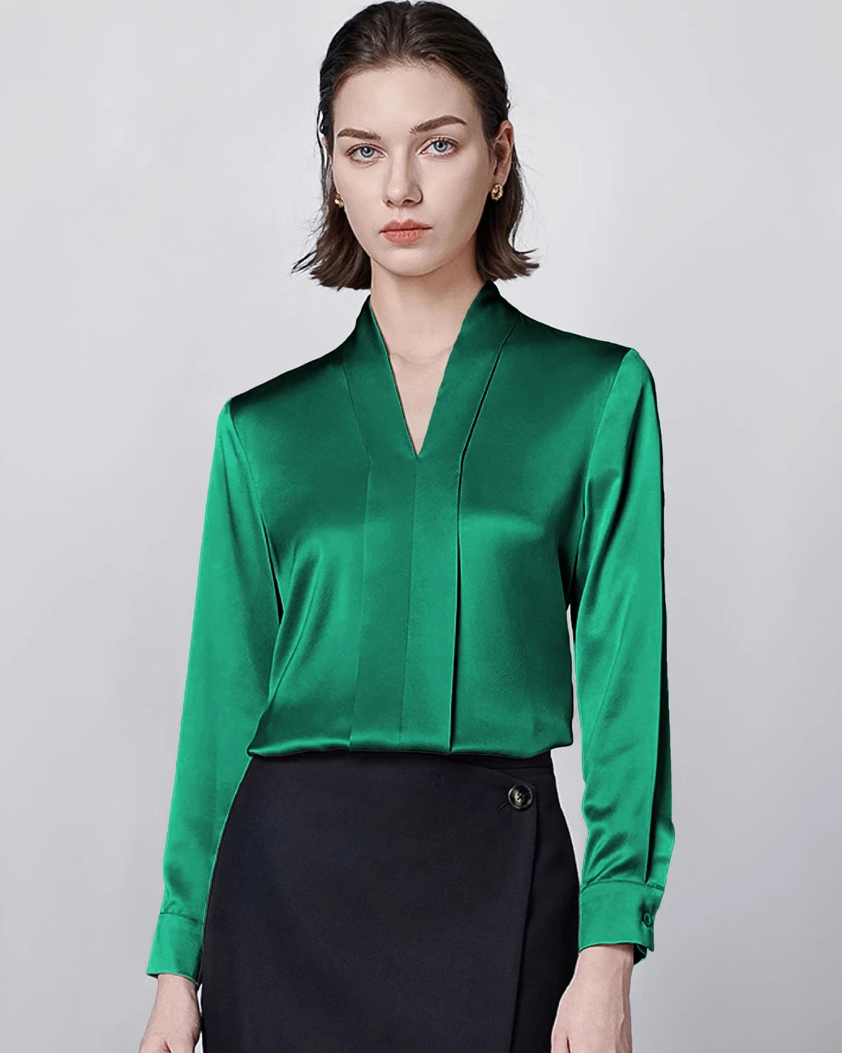 Blouse en soie à manches longues pour femme