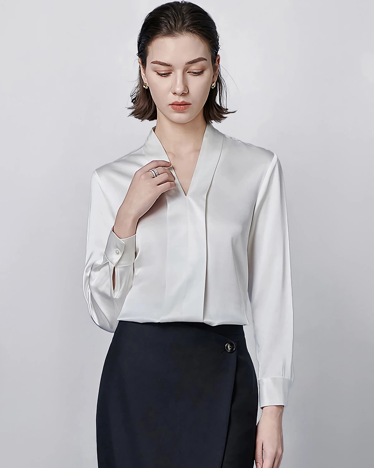 Blouse en soie à manches longues pour femme