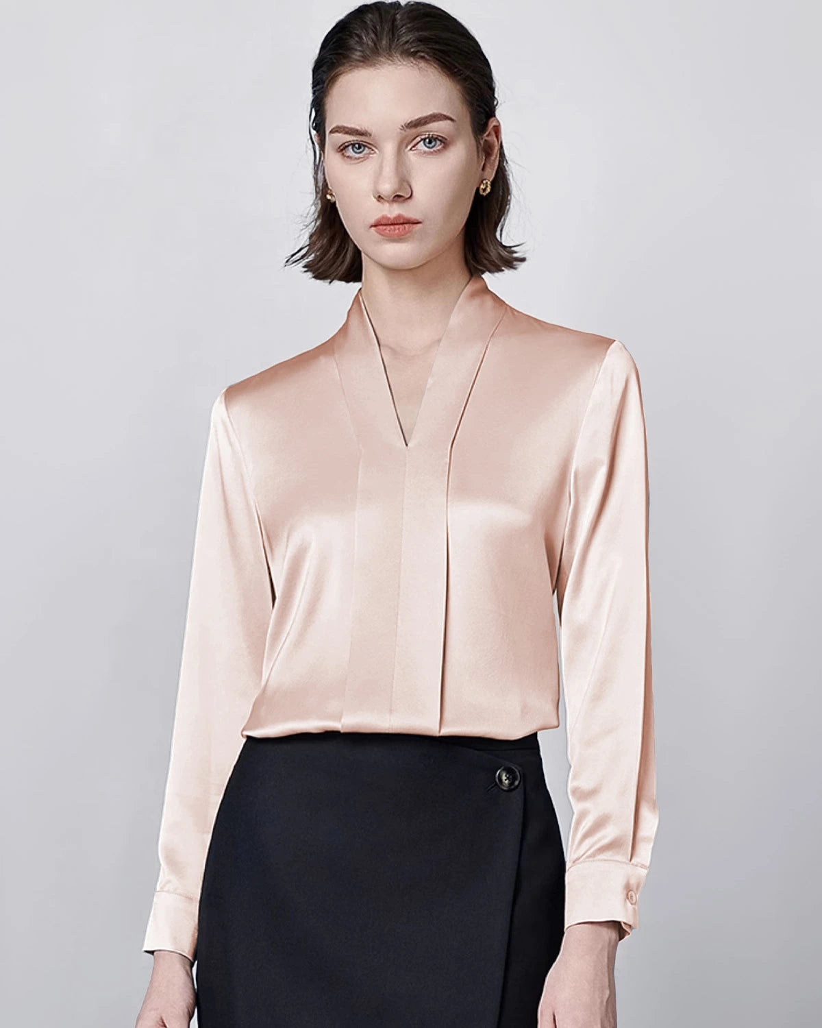 Blouse en soie à manches longues pour femme