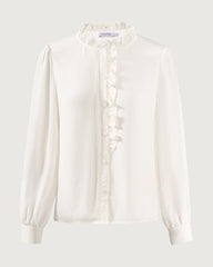 Blouse en soie à manches longues avec volant