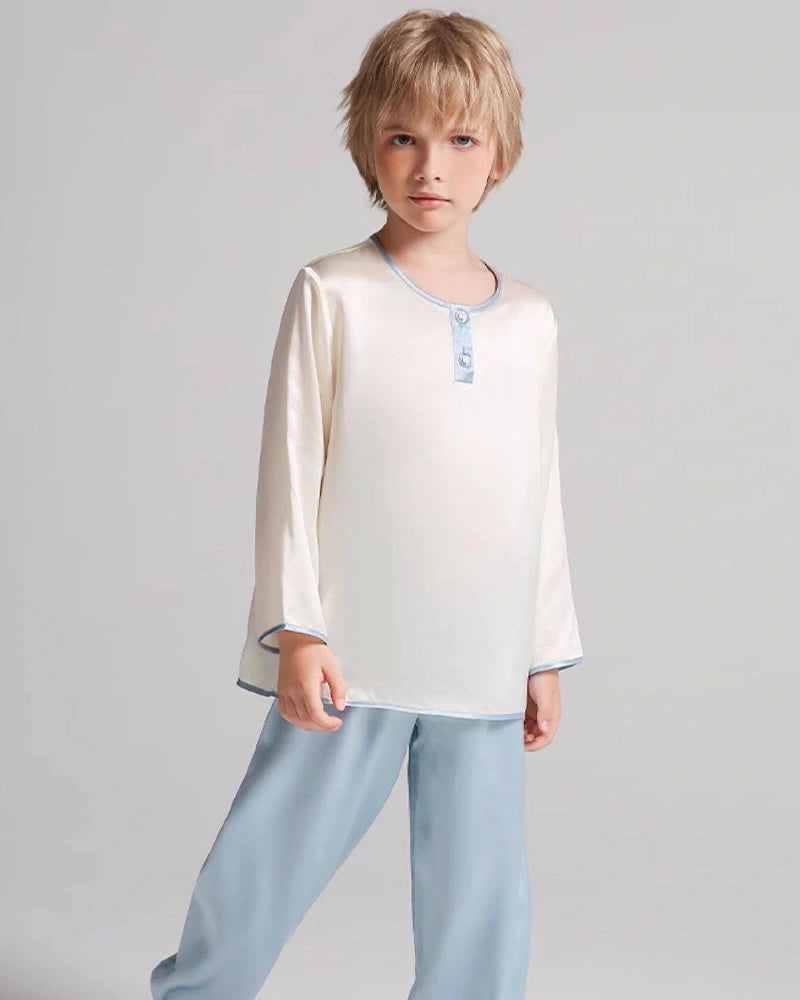 Ensemble pyjama en soie à manches longues pour enfant