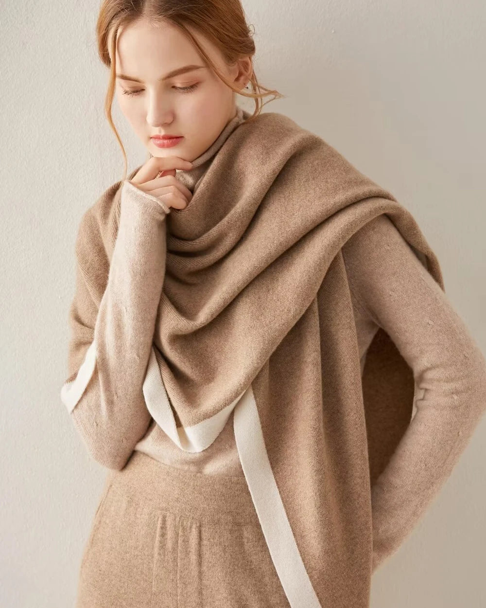 Écharpe en Cachemire Luxe à Blocs de Couleurs