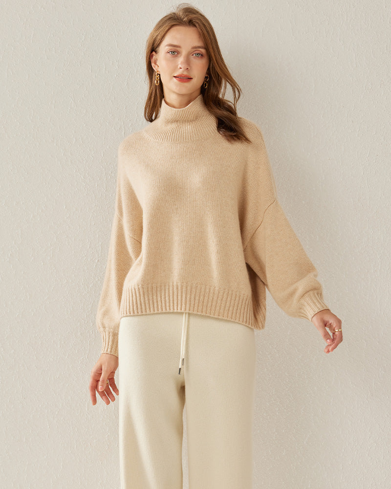 Pull en Cachemire Oversize Col Roulé Luxe