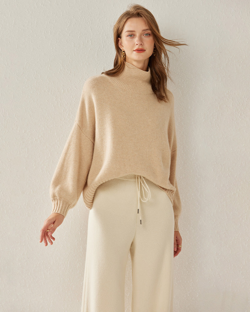 Pull en Cachemire Oversize Col Roulé Luxe