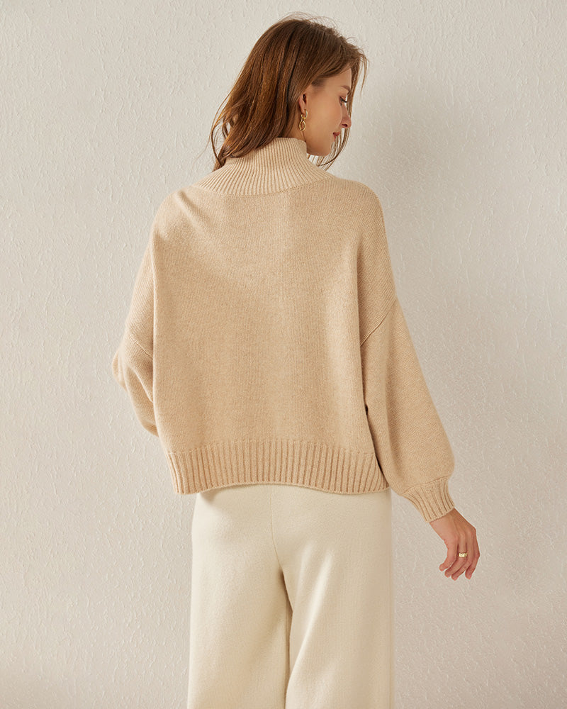 Pull en Cachemire Oversize Col Roulé Luxe