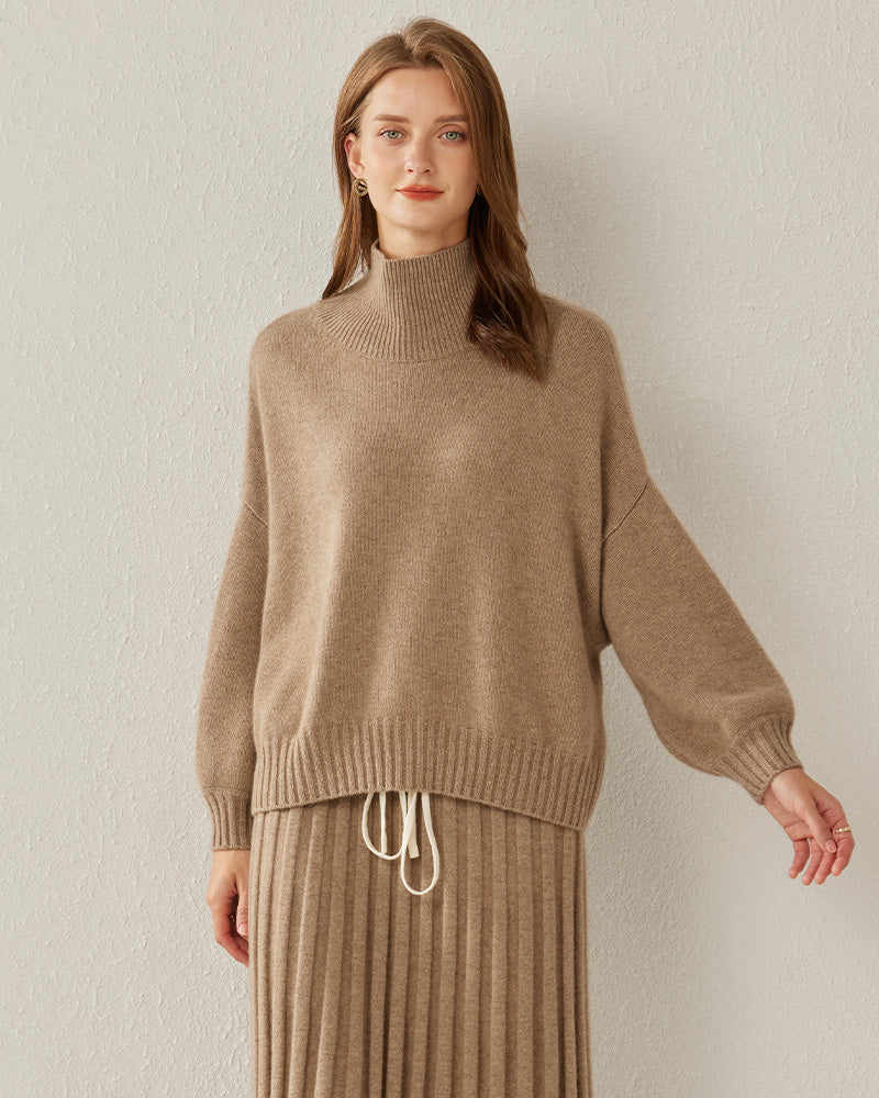 Pull en Cachemire Oversize Col Roulé Luxe