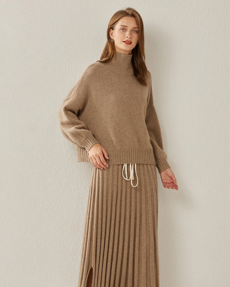 Pull en Cachemire Oversize Col Roulé Luxe