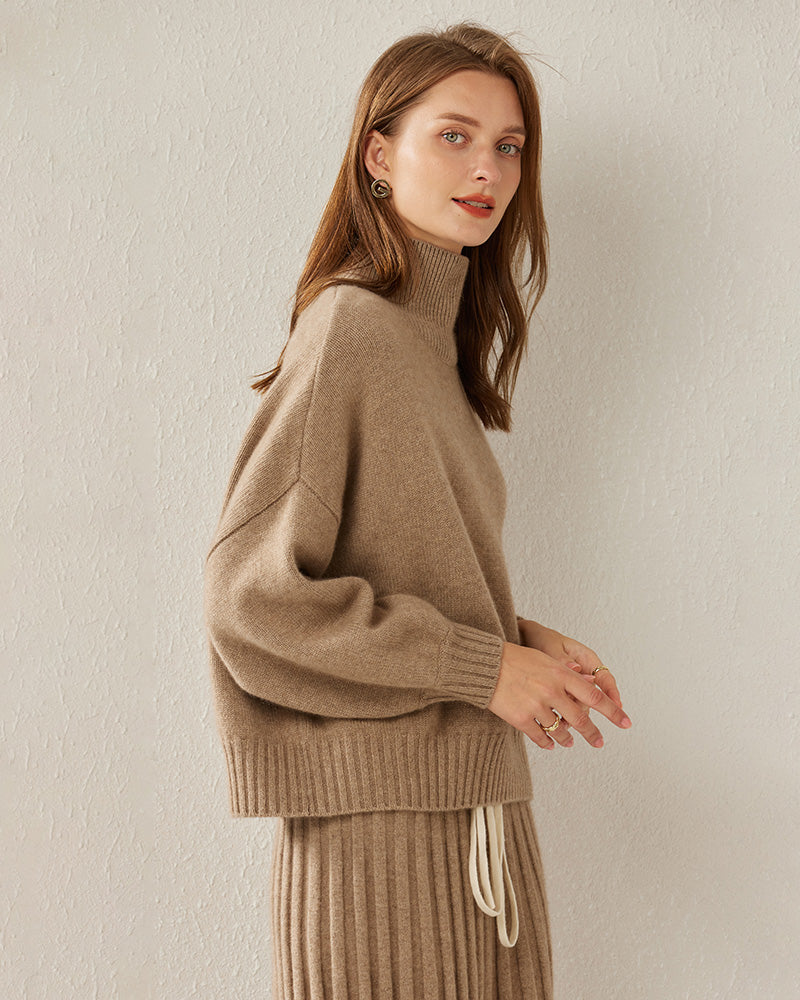 Pull en Cachemire Oversize Col Roulé Luxe