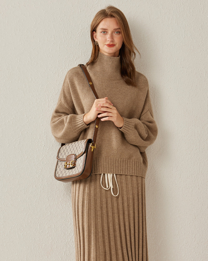 Pull en Cachemire Oversize Col Roulé Luxe