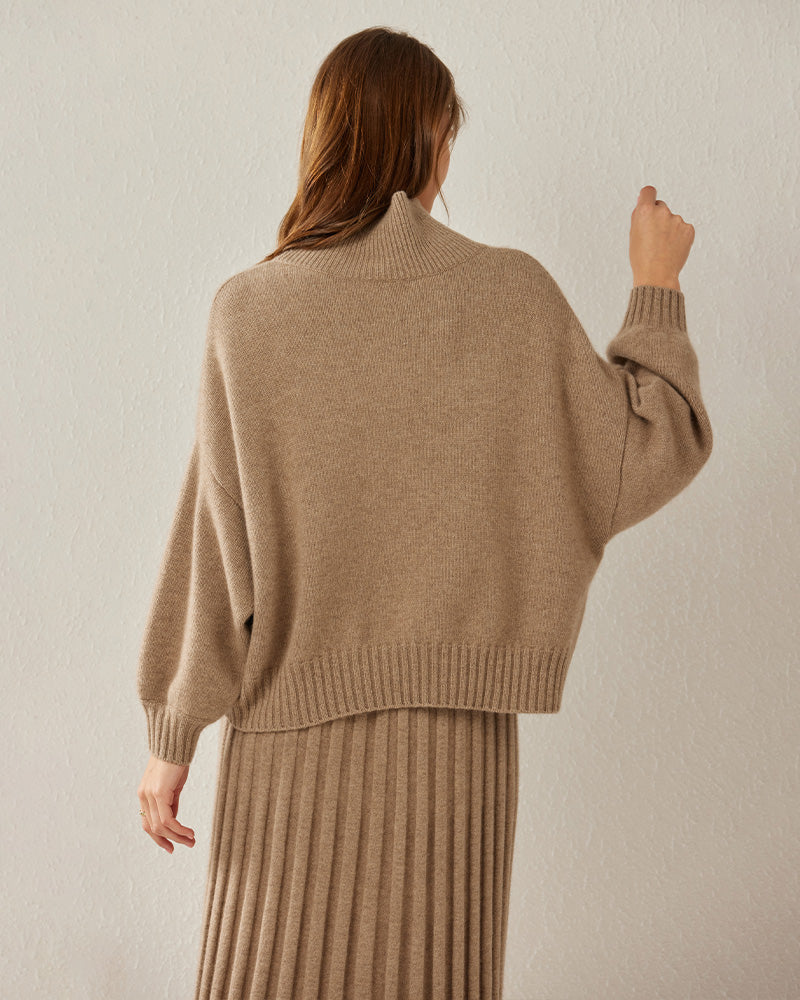 Pull en Cachemire Oversize Col Roulé Luxe