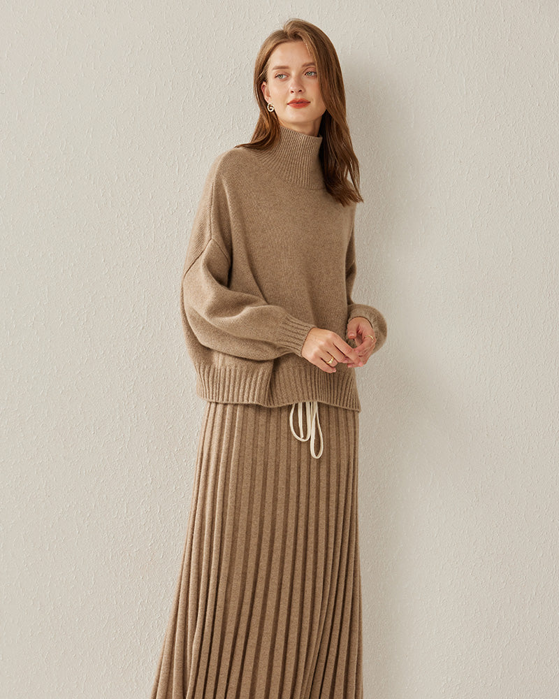 Pull en Cachemire Oversize Col Roulé Luxe