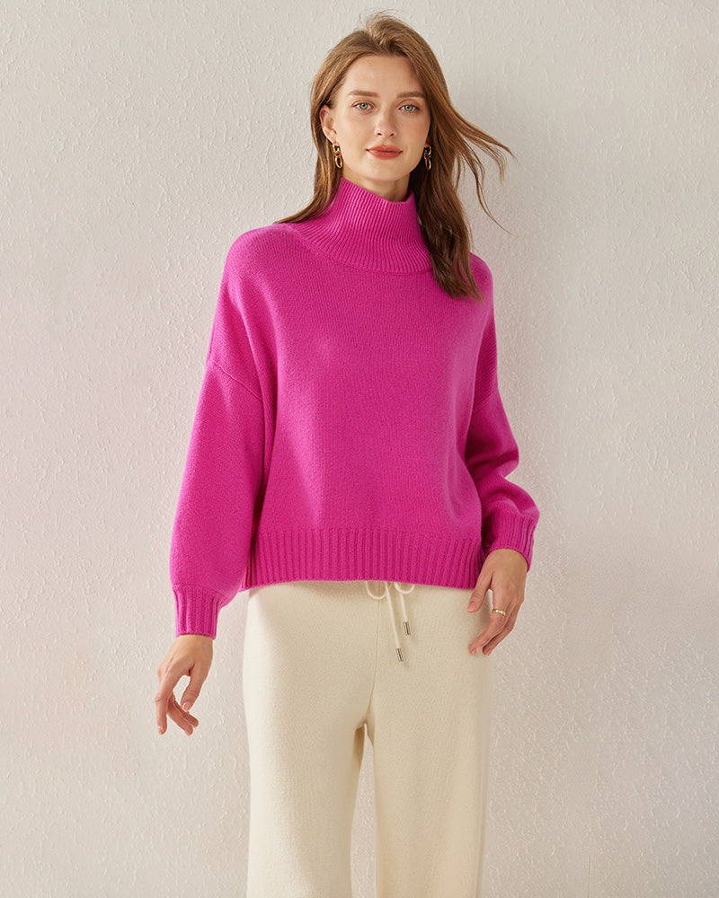 Pull en Cachemire Oversize Col Roulé Luxe